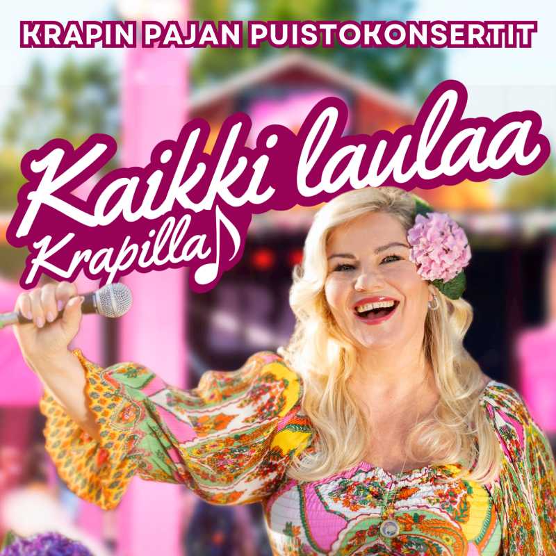KaikkiLaulaaKrapilla-JULISTE_cropped Samuli Edelmaan esiintyy Krapin Puistokonsertissa kesällä 2025