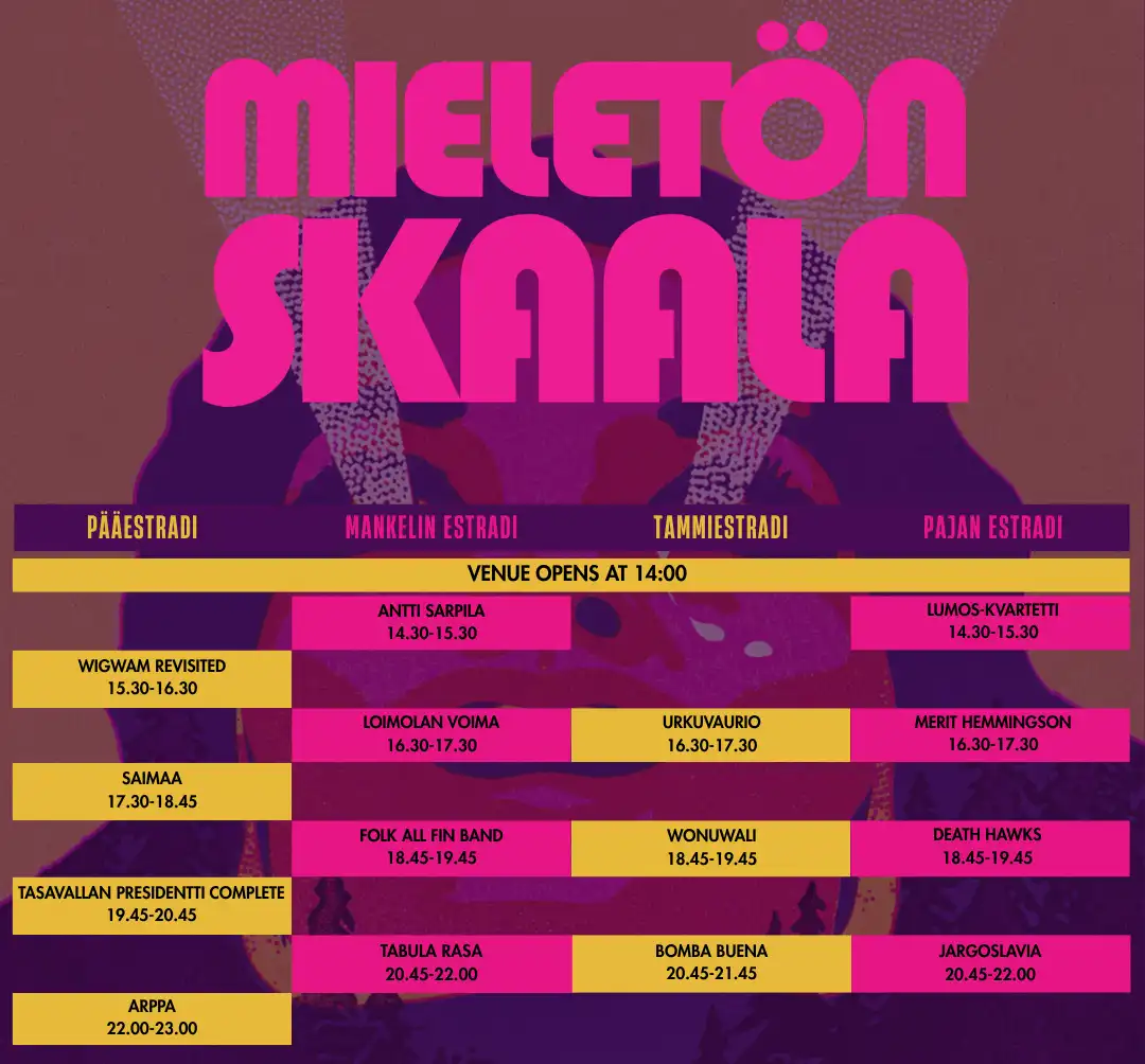 Mieletön Skaala festivaalin aikataulu